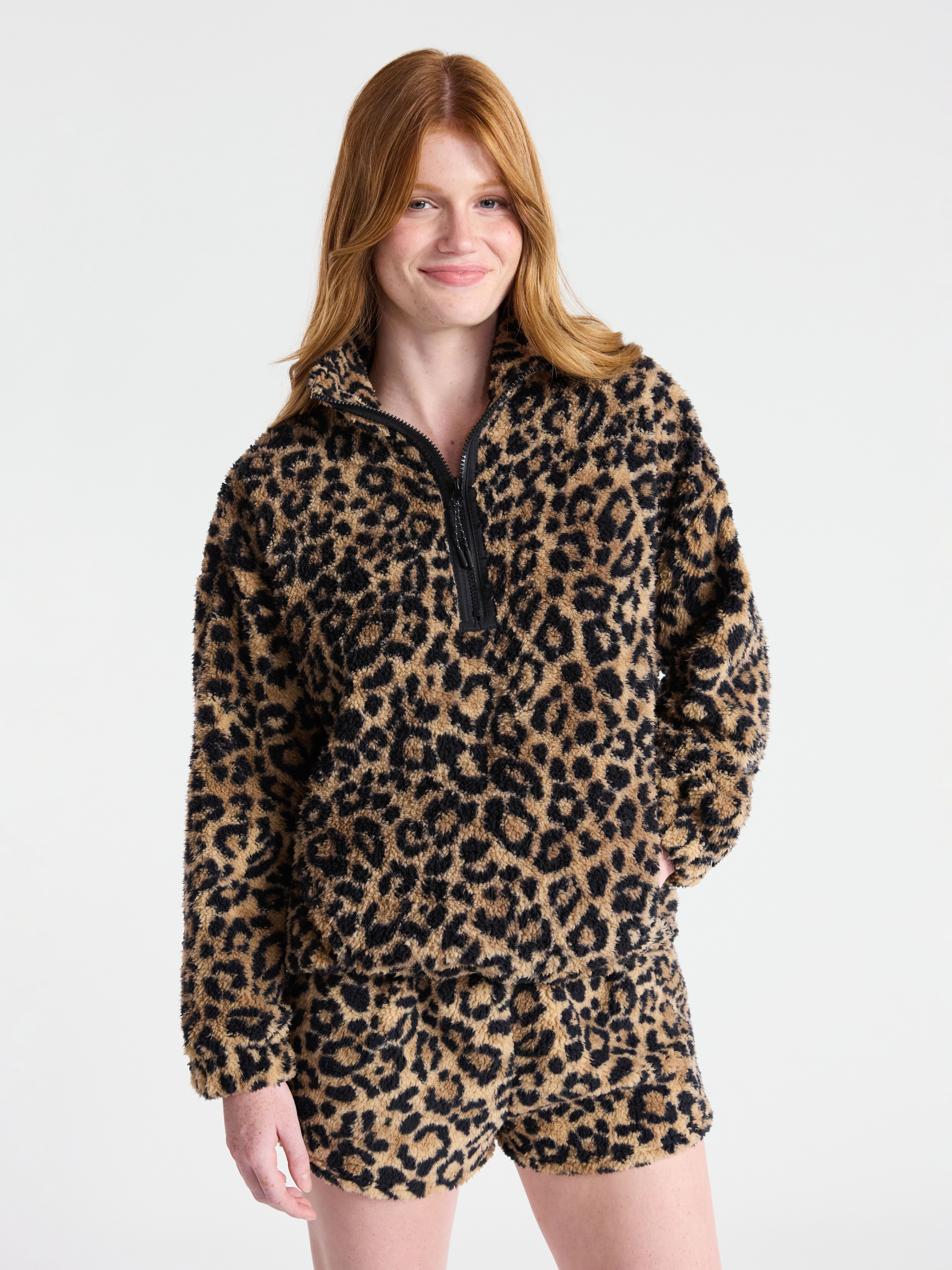 No Boundaries Plush Half-Zip Pullover, Women's and Plus