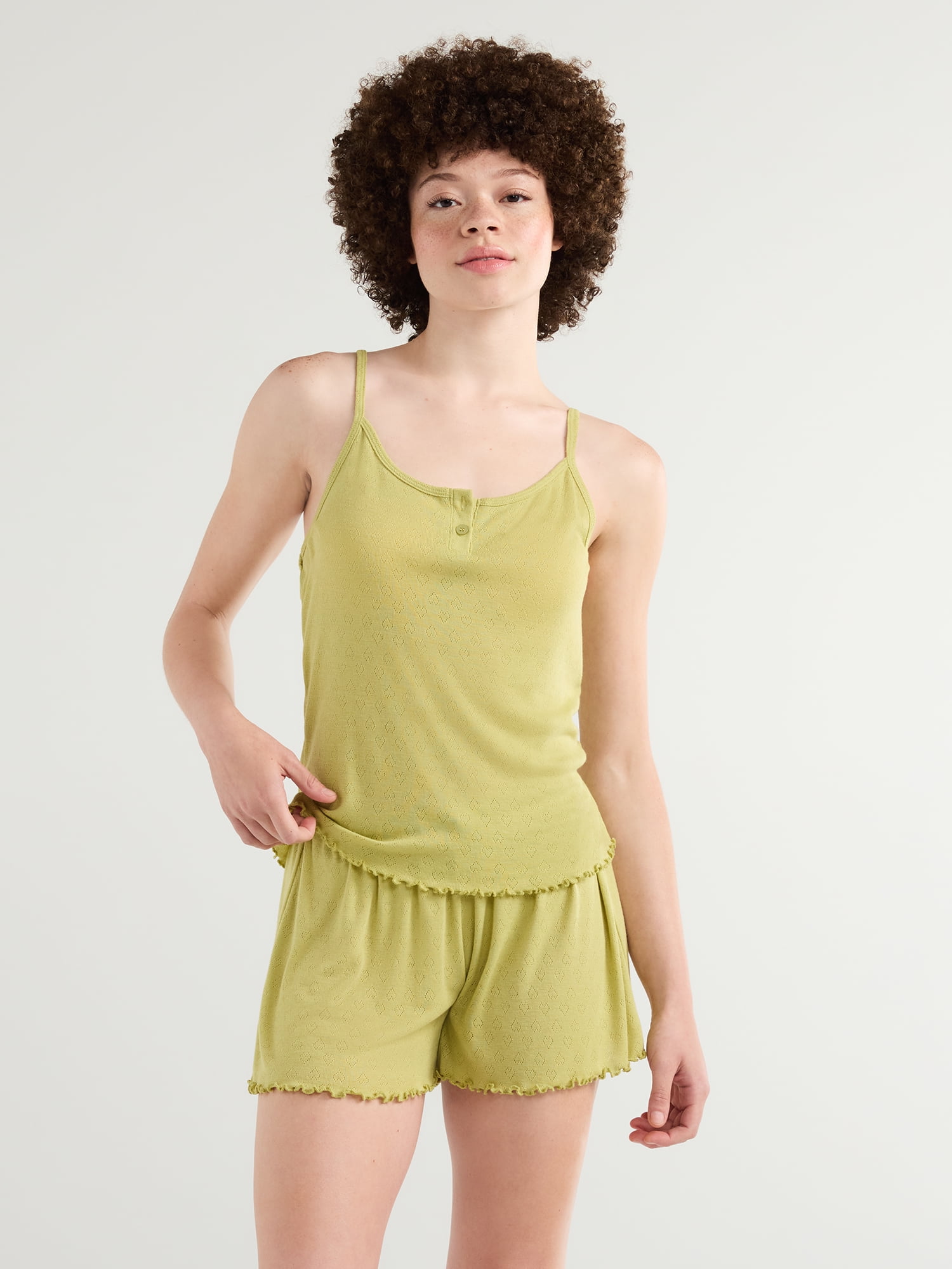 No Boundaries Pointelle Tank Top and Short Sleep Set, Women's and Women