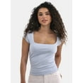thumbnail image 1 of No Boundaries Portrait Neck Top with Cap Sleeves, Women's, 1 of 5