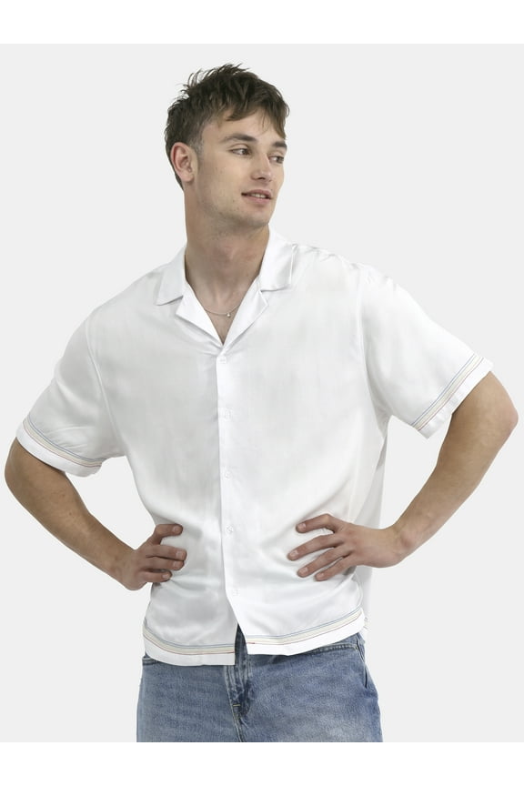 All Gender Pride Boxy Fit Cropped Button Front Shirt, Men's Sizes XS-5XL