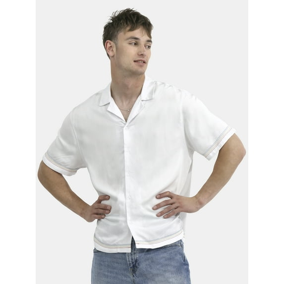 No Boundaries All Gender Pride Boxy Fit Cropped Button Front Shirt, Men's Sizes XS-5XL