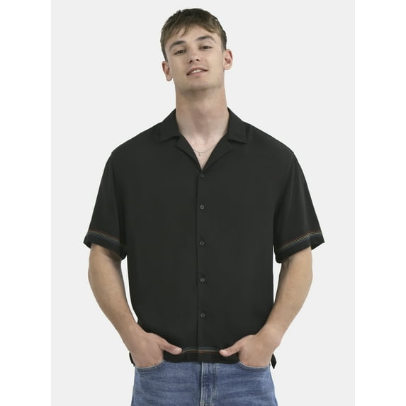 No Boundaries All Gender Pride Boxy Fit Cropped Button Front Shirt, Men's Sizes XS-5XL