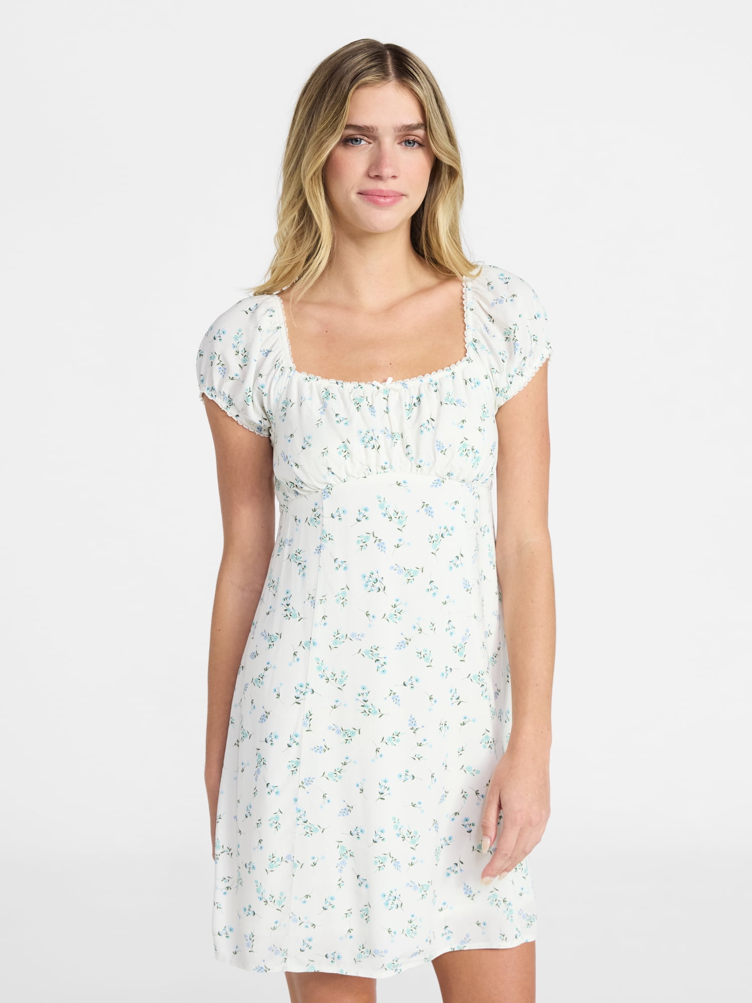 No Boundaries Fit and Flare Dress with Puff Sleeves, Women's XXS-XXL -  Walmart.com