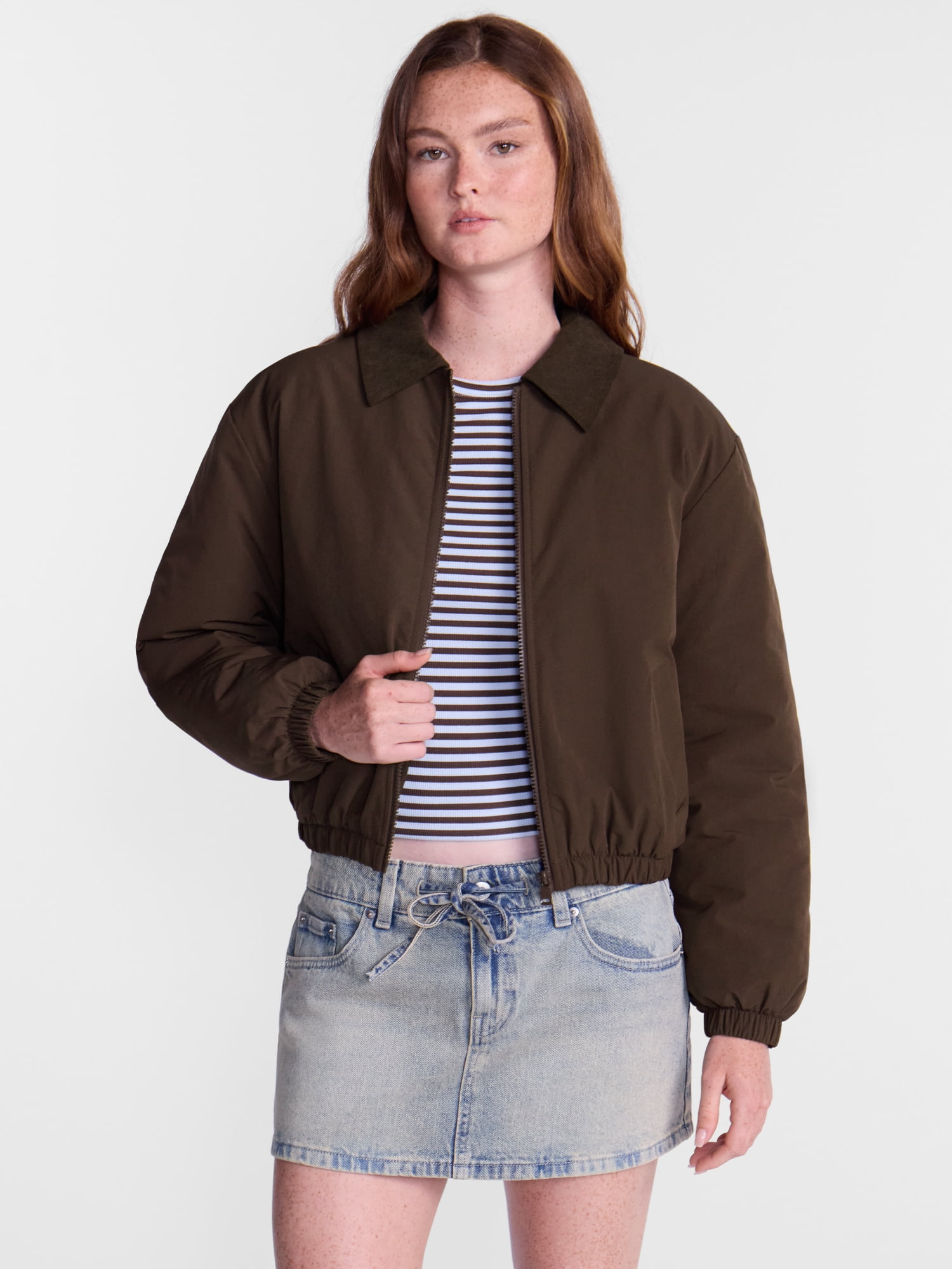 No Boundaries Puffer Barn Jacket, Women's and Women's Plus XXS-4X
