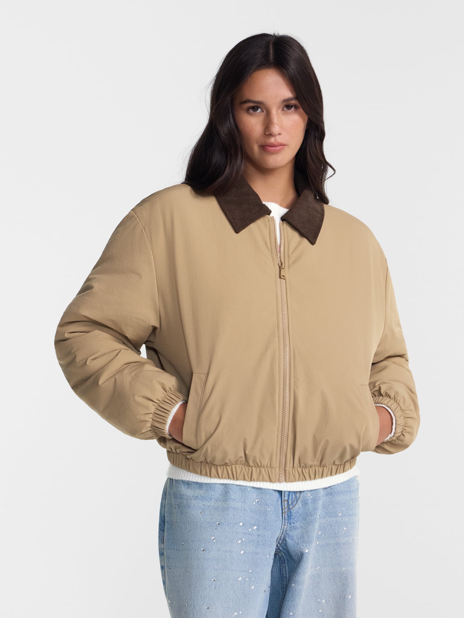 No Boundaries Puffer Barn Jacket, Women's and Women's Plus XXS-4X
