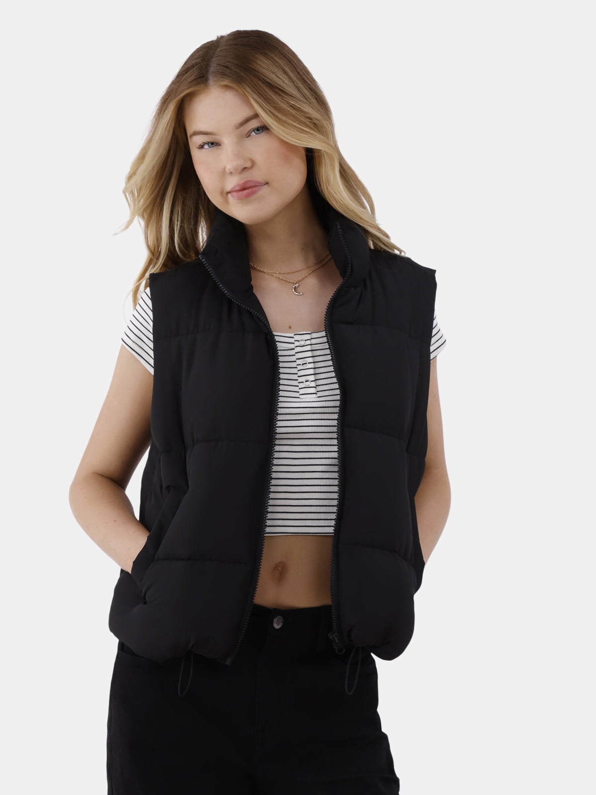24AW【REST&RECREATION】SHORT DOWN VEST No Boundaries Puffer Vest with Pockets, Women's and Women's