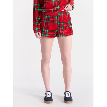 No Boundaries Pull-On Printed Plush Shorts, 2'' Inseam, Women's