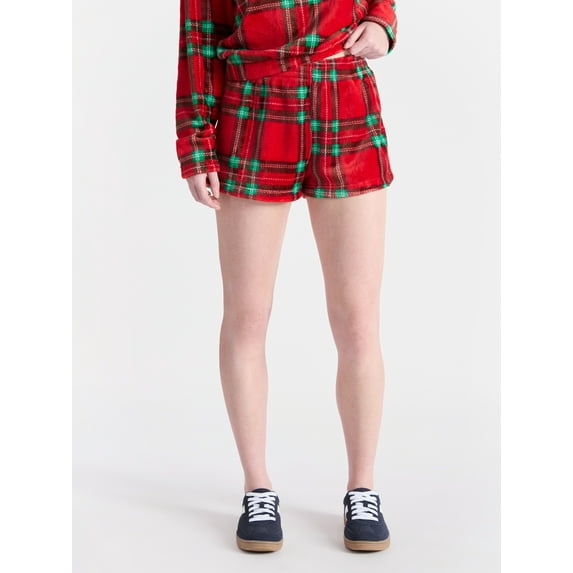 No Boundaries Pull-On Printed Plush Shorts, 2'' Inseam, Women's