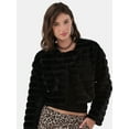 thumbnail image 1 of No Boundaries Quilted Faux Fur Jacket, Women's and Women's Plus, 1 of 5