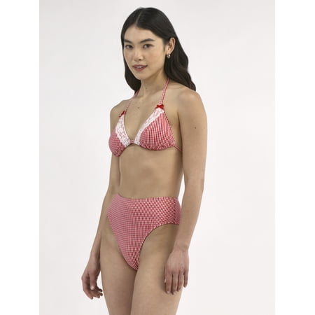 No Boundaries Women's Gingham Triangle Bikini Top Sizes XXS-XXL