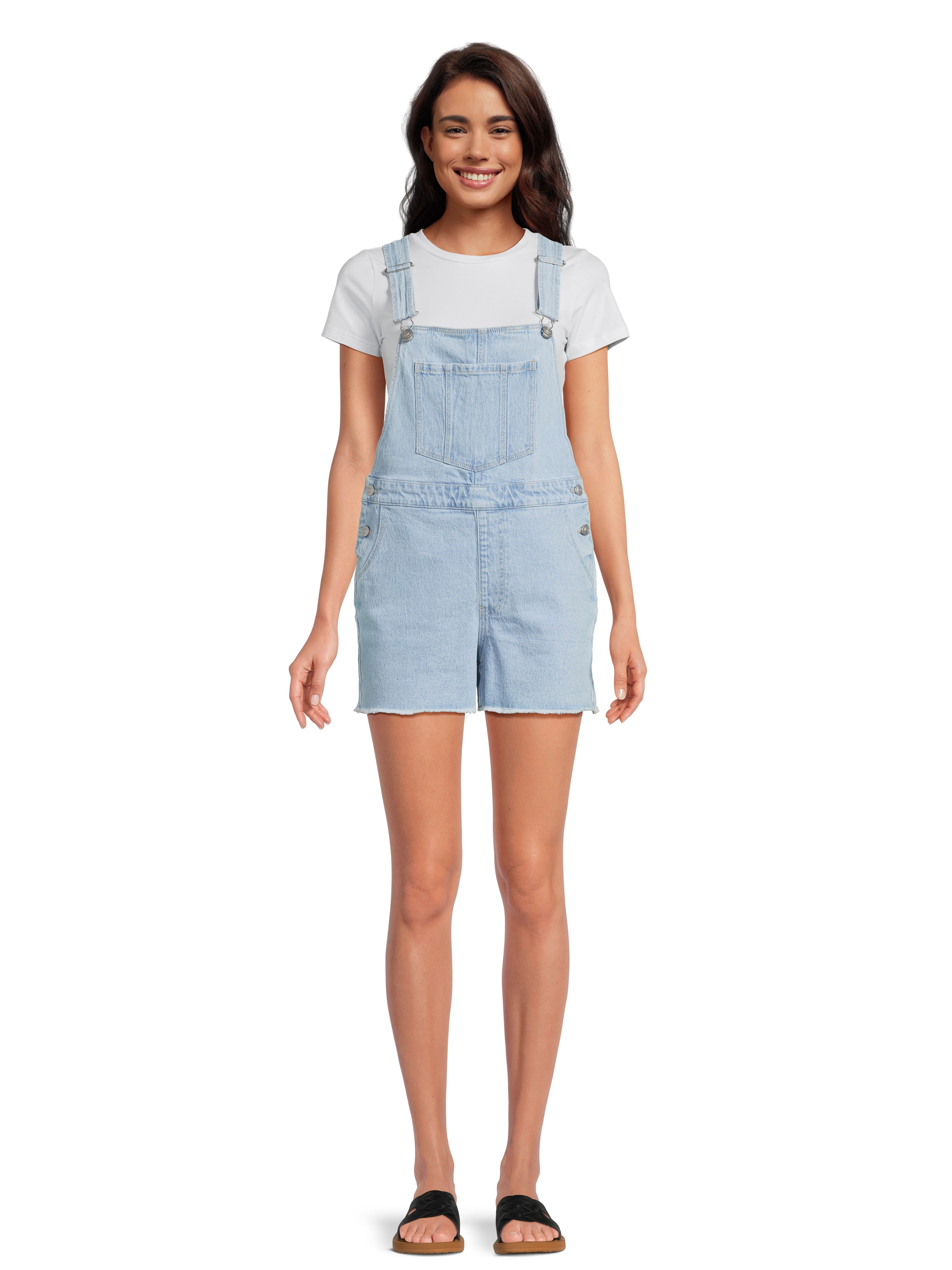 No Boundaries Relaxed Boyfriend Shortalls, 3.5" Inseam, Women's and Women's Plus