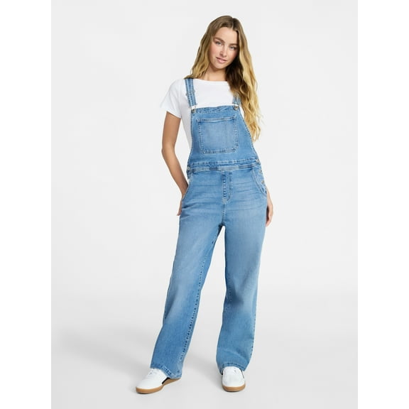 No Boundaries Baggy Denim Overalls, Women's