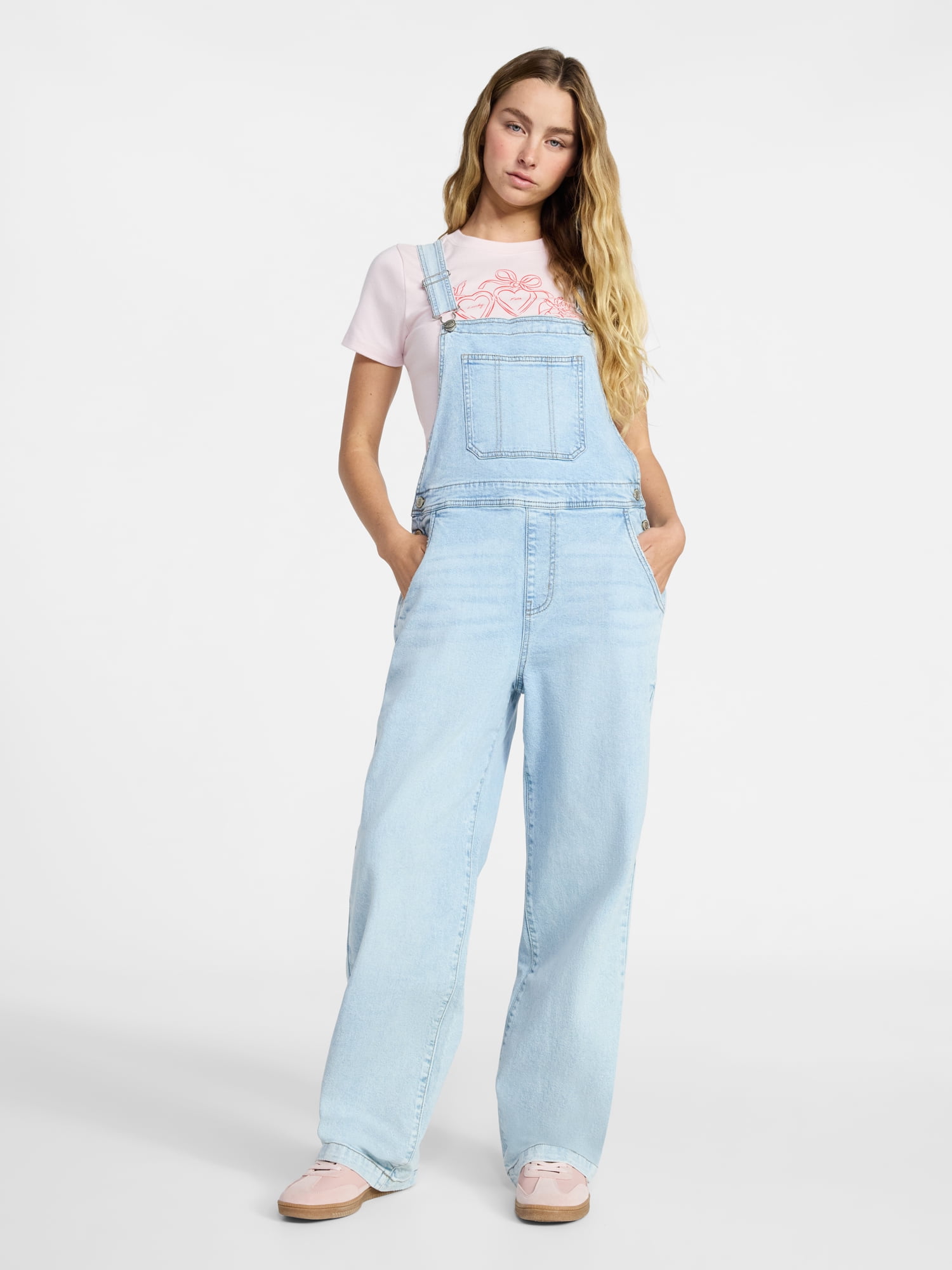No Boundaries Baggy Denim Overalls, Women's Sizes XXS-XXL