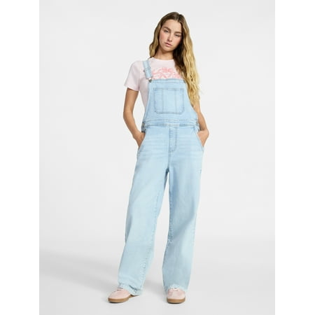 No Boundaries Baggy Denim Overalls, Women's Sizes XXS-XXL