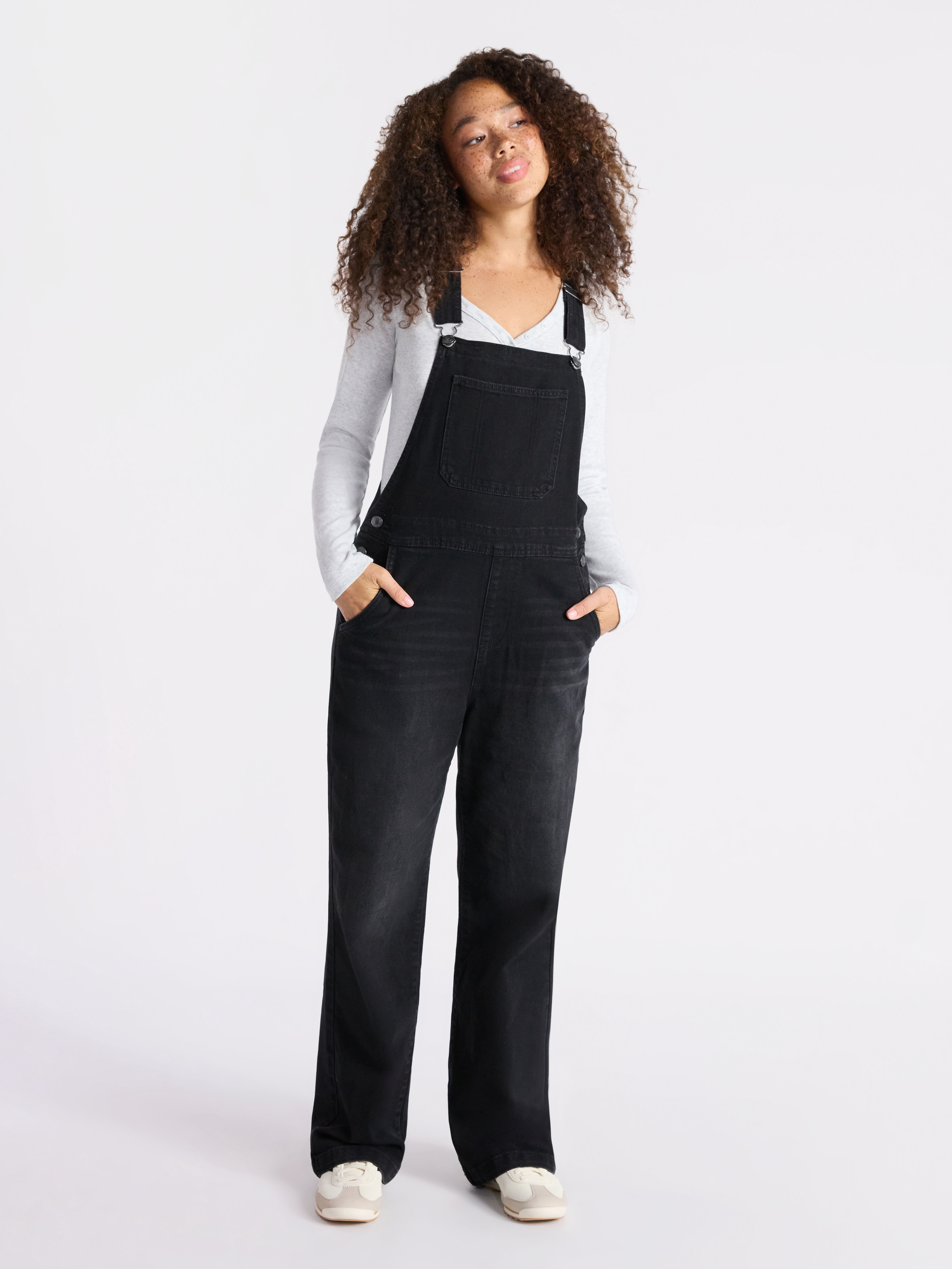 No Boundaries Baggy Denim Overalls, Women's