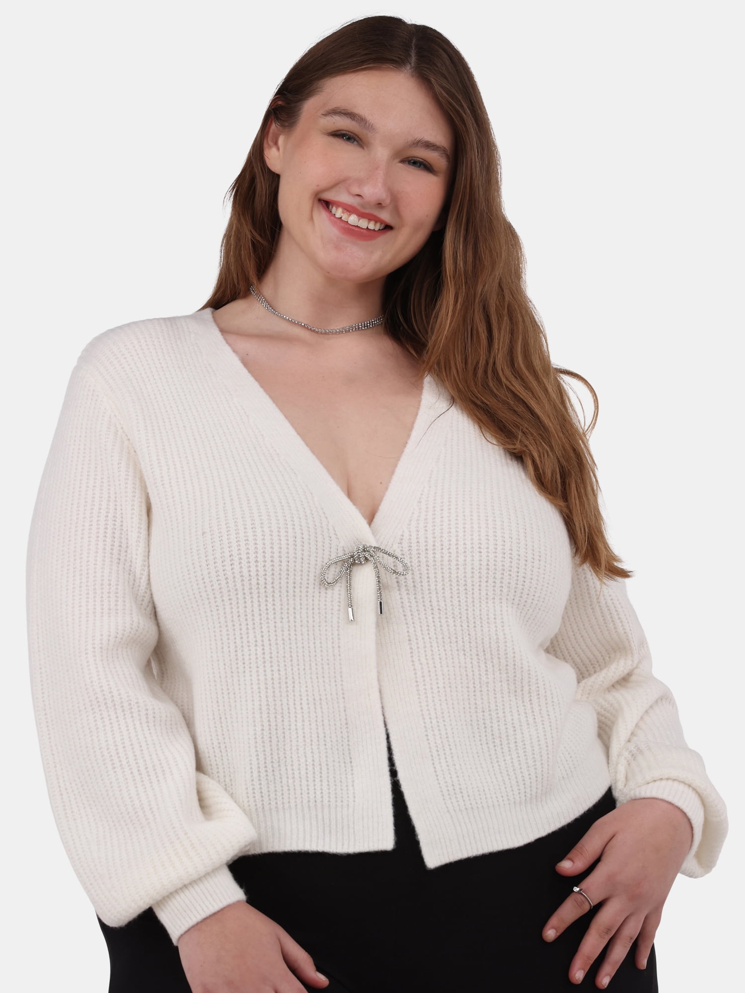 No Boundaries Rhinestone Bow Cardigan, Women's