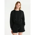 thumbnail image 1 of No Boundaries Faux Rhinestone Cropped Hoodie and Shorts Set, 2-Piece, Women’s, 1 of 5