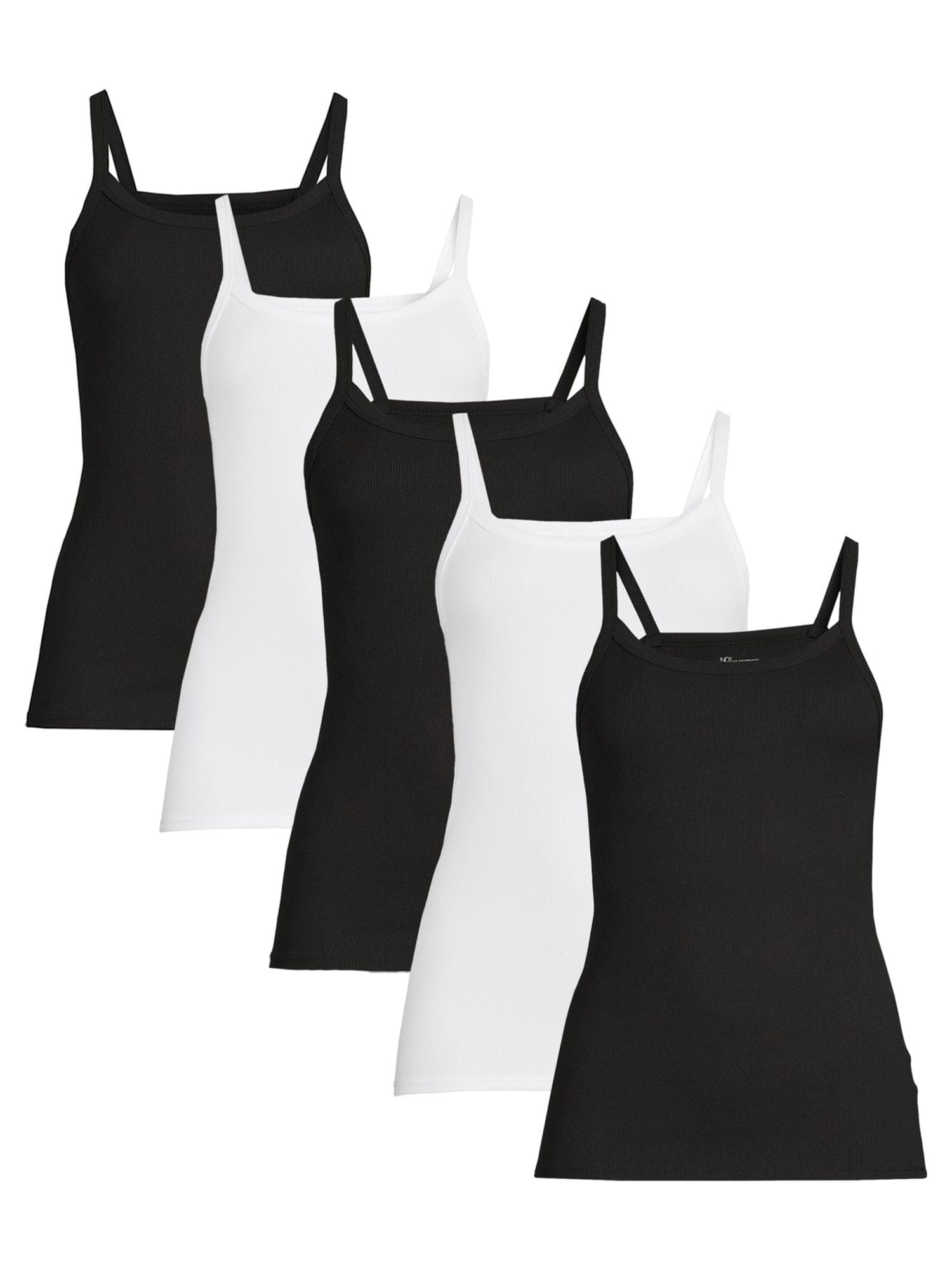 No Boundaries Ribbed Cami Top, 5-Pack, Women's XXS-XXL