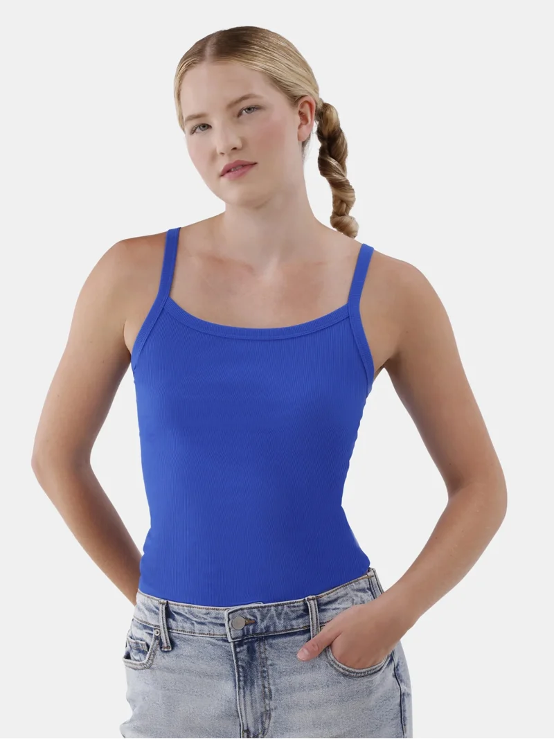 No Boundaries Ribbed Cami Top, 1 or 5-Pack, Soft Stretch Fabric