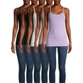 thumbnail image 1 of No Boundaries Ribbed Cami Top, 5-Pack, Women's XXS-XXL, 1 of 9