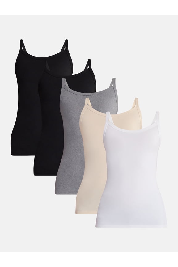 Ribbed Cami Top, 5-Pack, Women's XXS-XXL