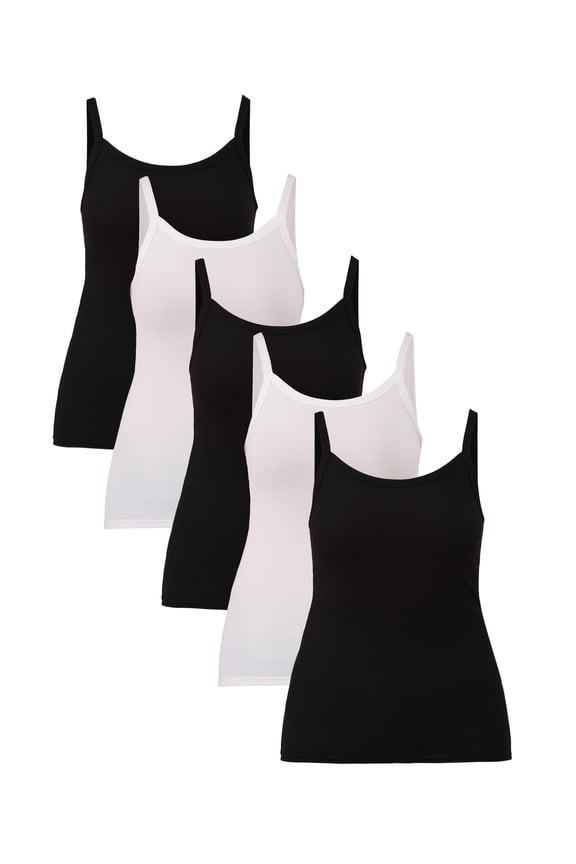 Ribbed Cami Top, 5-Pack, Women's XXS-XXL