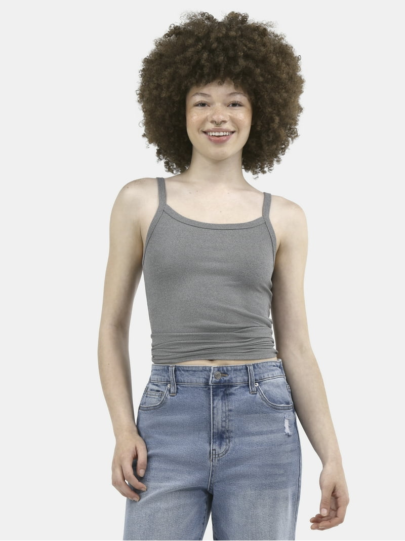 No Boundaries Ribbed Cami Top, Women's Sleeveless Spaghetti Strap