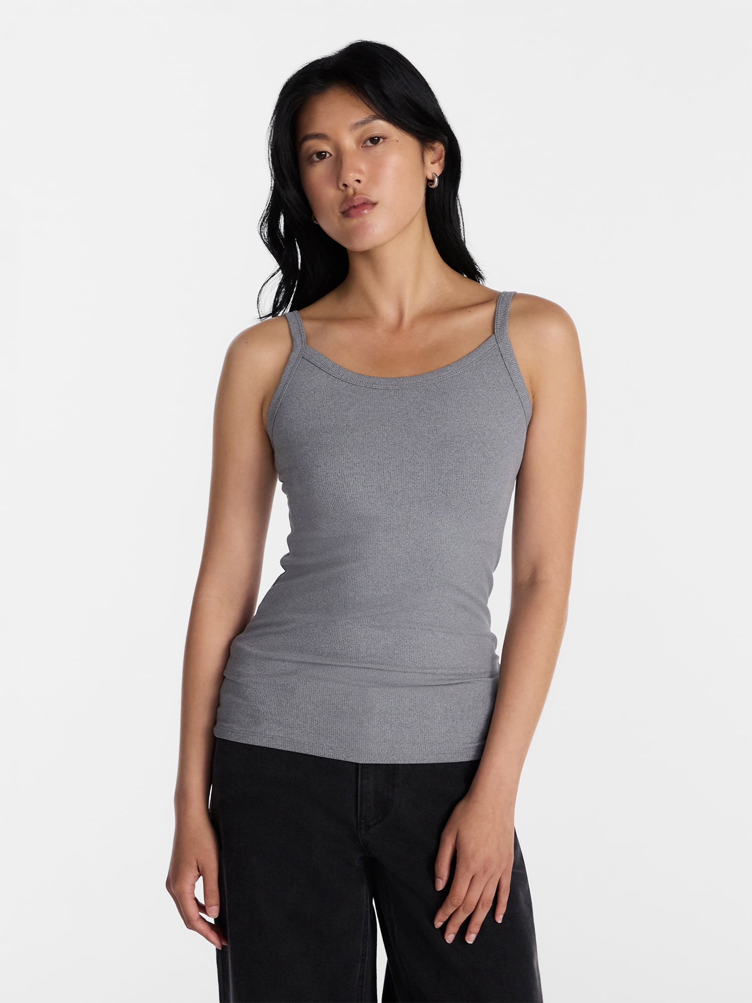 No Boundaries Ribbed Cami Top, Women's Sleeveless Spaghetti Strap