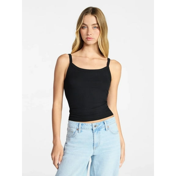 No Boundaries Ribbed Cami Top, 1 Pack, Women's