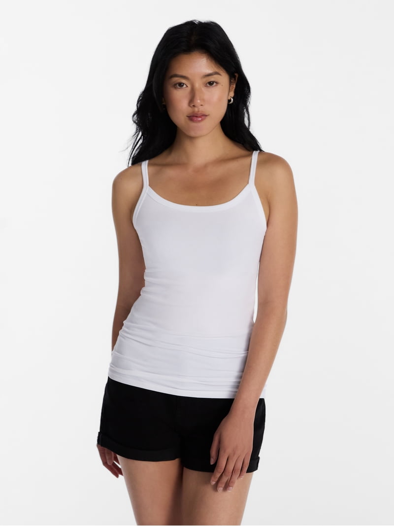 No Boundaries Ribbed Cami Top for Women, Sleeveless Scoop Neck, 1