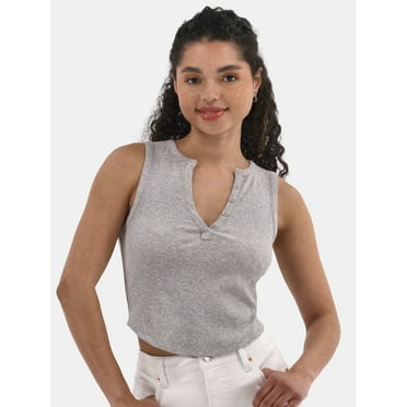 No Boundaries Rib Henley Tank, Women's