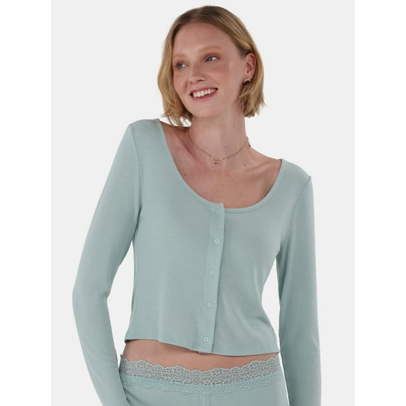 No Boundaries Rib Sleepwear Cardigan, Women's, Sizes XXS-3X