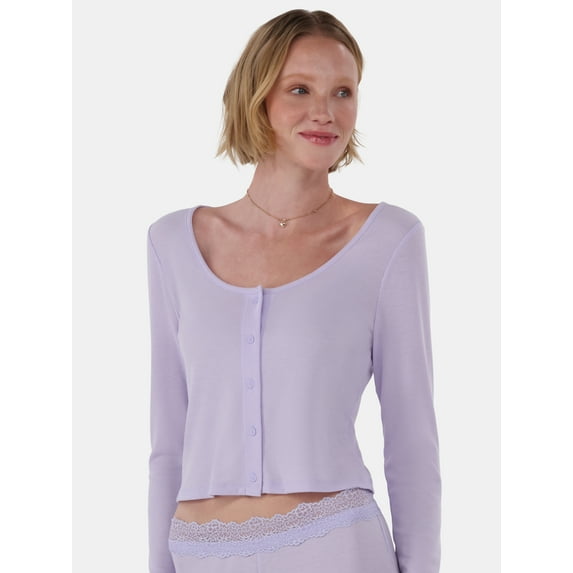 No Boundaries Rib Sleepwear Cardigan, Women's, Sizes XXS-3X