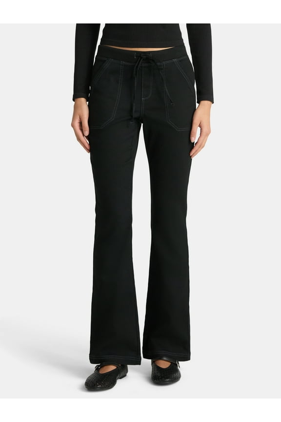 Ribbed Waist Bootcut Pants, 31.5'' Inseam, Women's