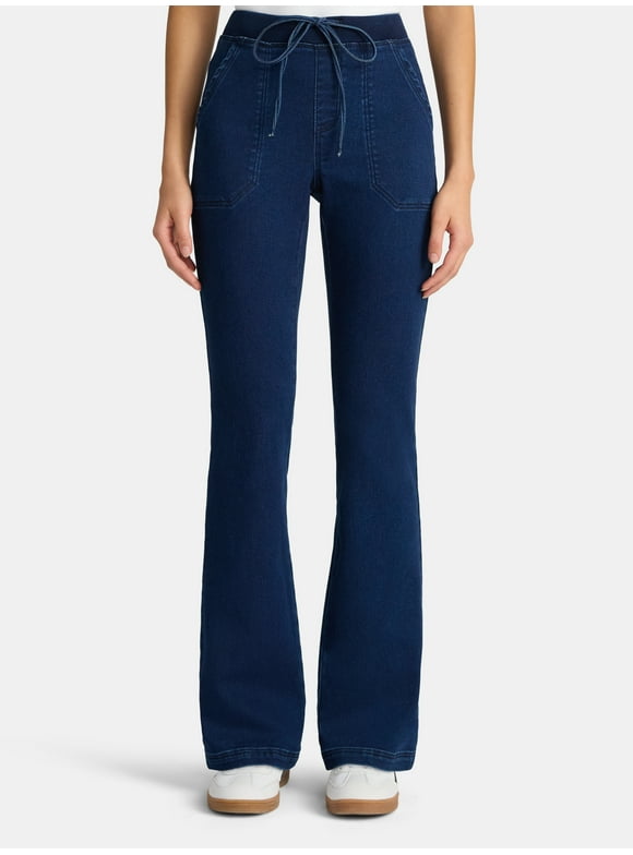 Ribbed Waist Bootcut Pants, 31.5'' Inseam, Women's