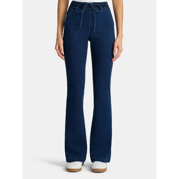 No Boundaries Ribbed Waist Bootcut Pants, 31.5'' Inseam, Women's