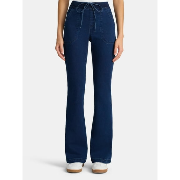 No Boundaries Ribbed Waist Bootcut Pants, 31.5'' Inseam, Women's