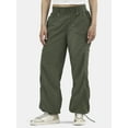 thumbnail image 1 of No Boundaries Rib-Waist Parachute Cargo Pants, 30” Inseam, Women's and Women's Plus, 1 of 5
