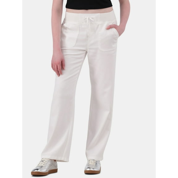 No Boundaries Rib-Waist Wide-Leg Drawstring Pants, 30.5” Inseam, Women's and Women's Plus