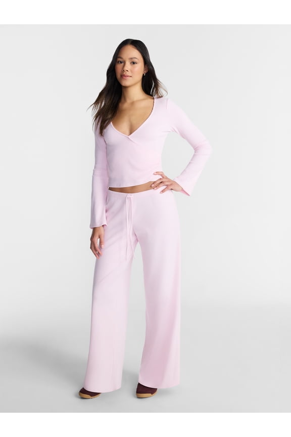 Ribbed Ballet Top and Flare Pants Set, 2 Piece, Women's XXS-XXL