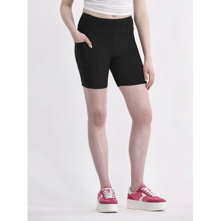 No Boundaries Ribbed Biker Shorts, Women's and Women’s Plus