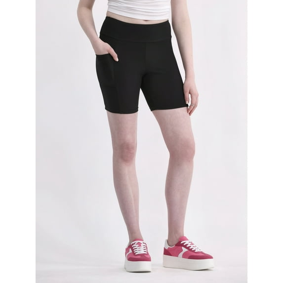 No Boundaries Ribbed Biker Shorts, Women's and Women’s Plus