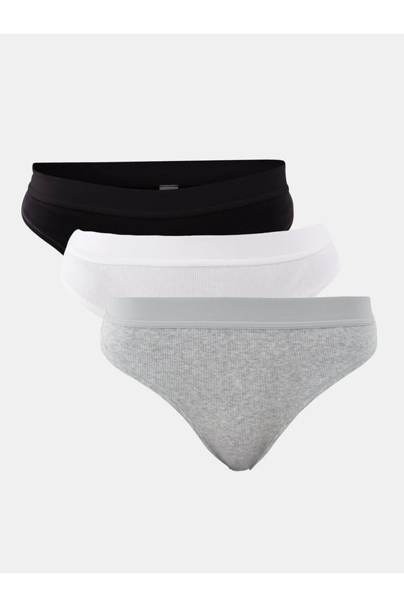Women's Ribbed Bikini Panties 3-Pack, Sizes XS-3XL