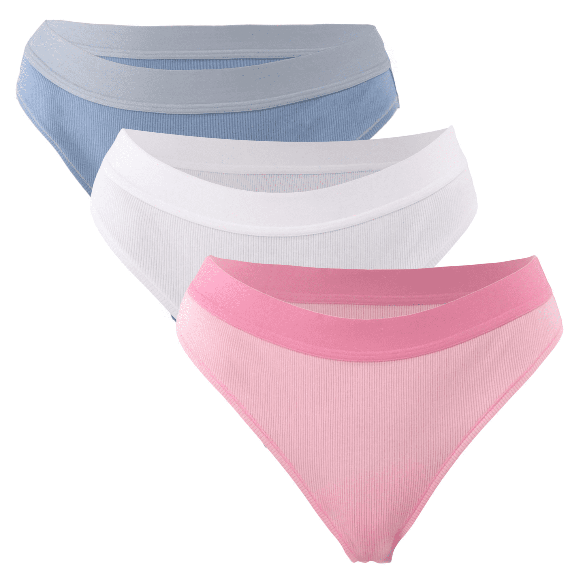 No Boundaries Women's Ribbed Bikini Panties 3-Pack, Sizes XS-3XL
