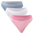 thumbnail image 1 of No Boundaries Women's Ribbed Bikini Panties 3-Pack, Sizes XS-3XL, 1 of 5