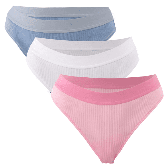 No Boundaries Women's Ribbed Bikini Panties 3-Pack, Sizes XS-3XL