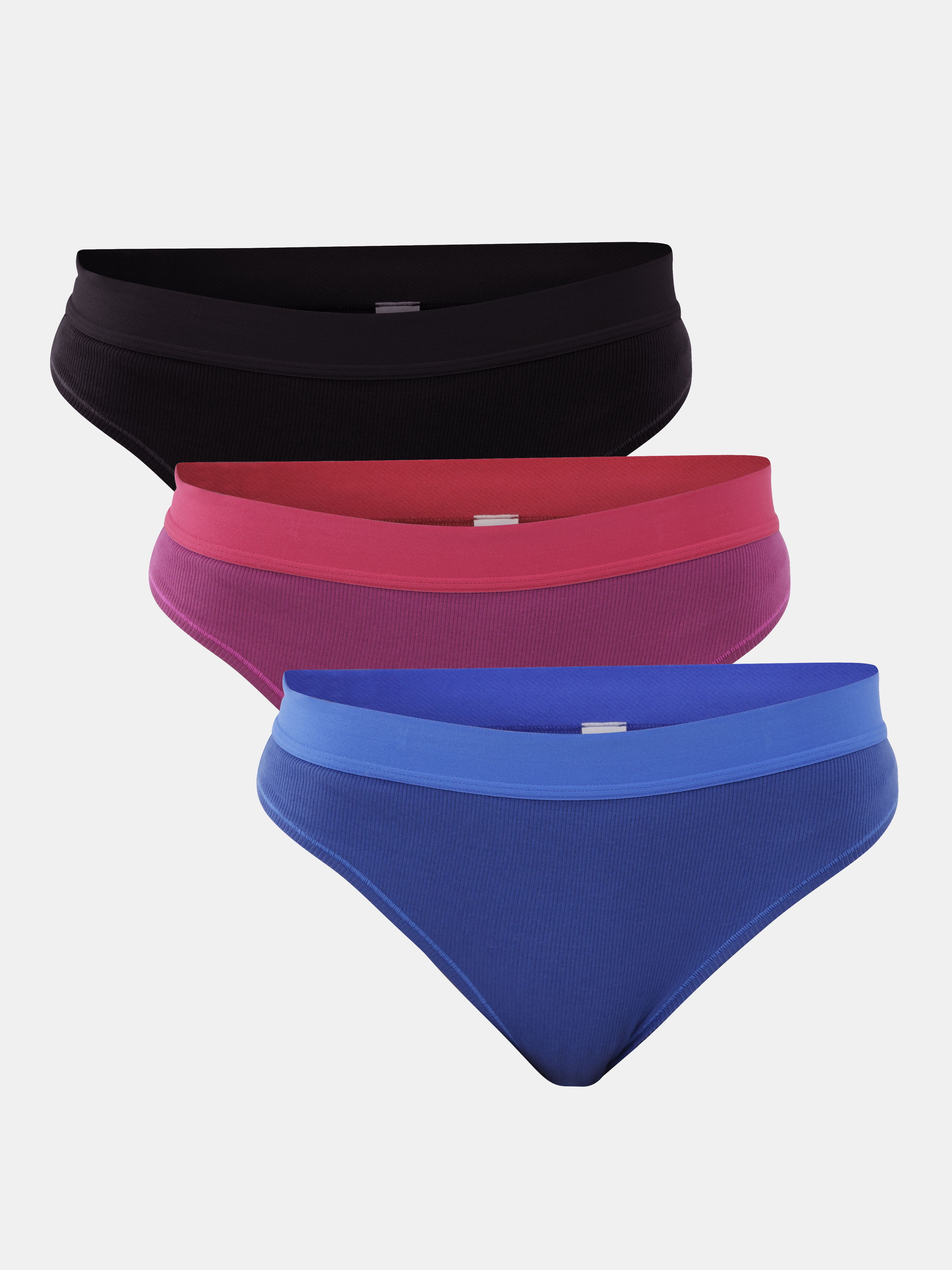 No Boundaries Women's Ribbed Bikini Panties 3-Pack, Sizes XS-3XL