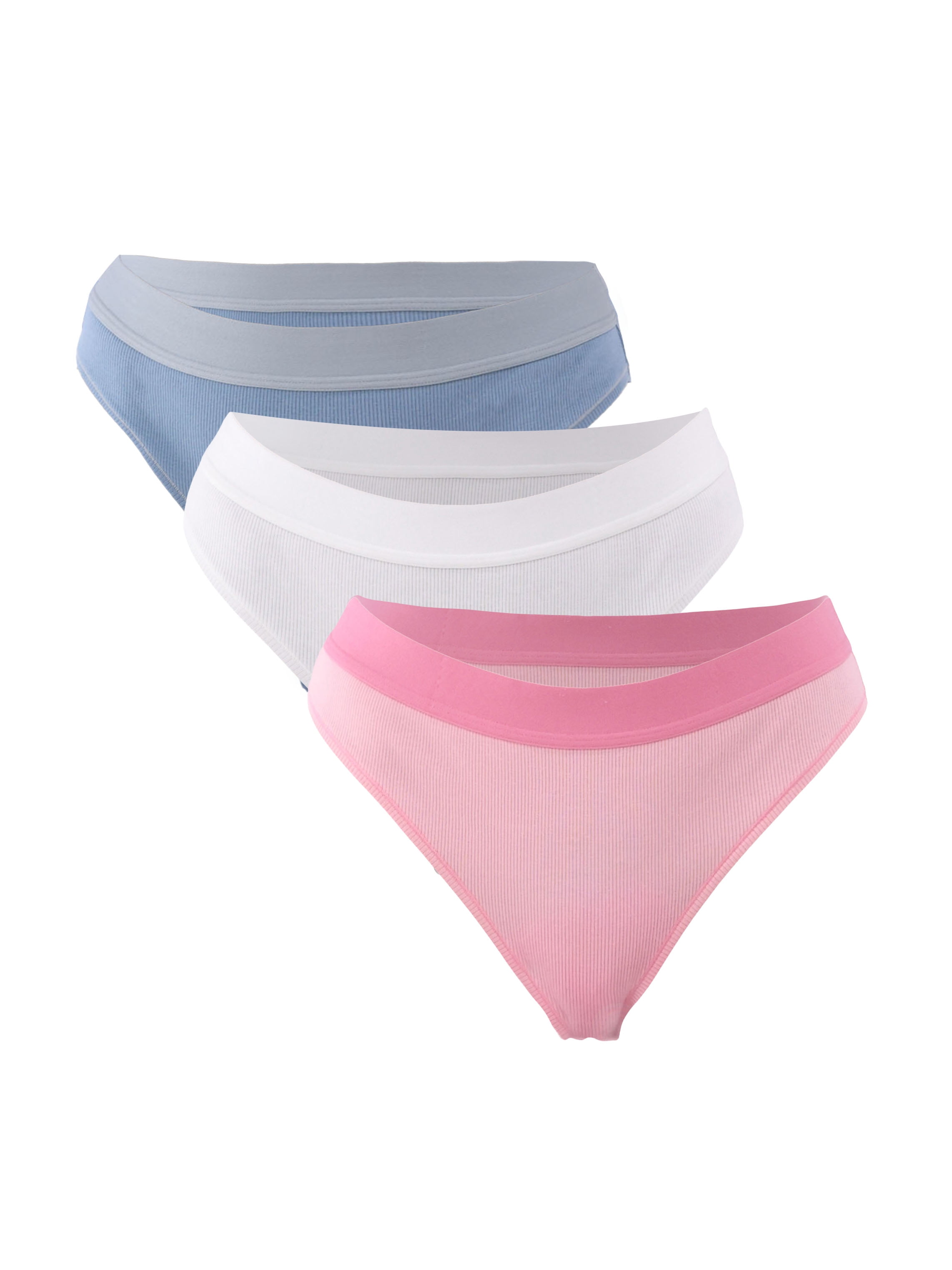 No Boundaries Women's Ribbed Bikini Panties 3-Pack, Sizes XS-3XL