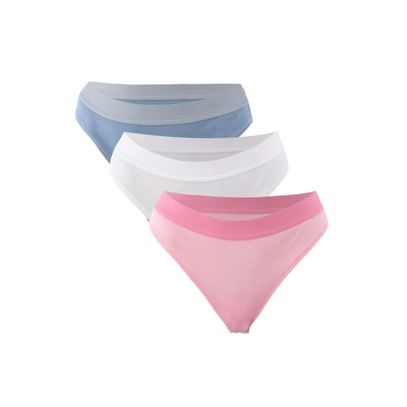 No Boundaries Women's Ribbed Bikini Panties 3-Pack, Sizes XS-3XL