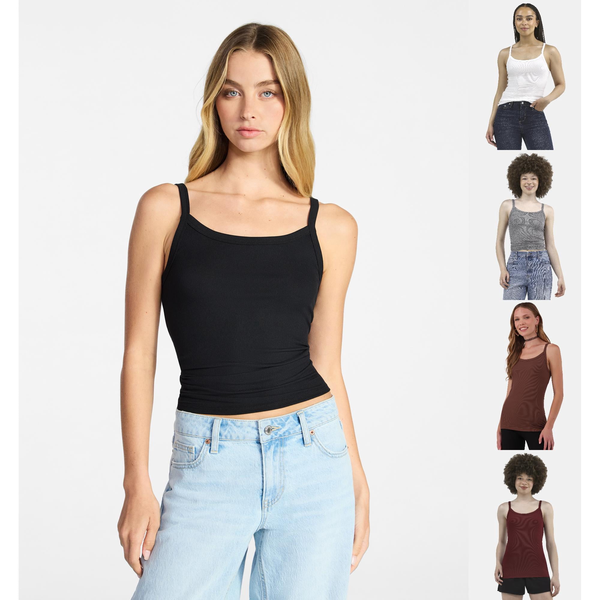 No Boundaries Ribbed Cami Top, 1 or 5-Pack, Women's